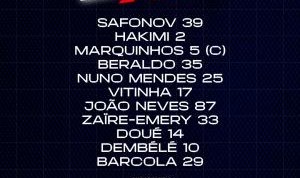 APP下载-巴黎法国杯首发：登贝莱、维蒂尼亚出战，多纳鲁马替补